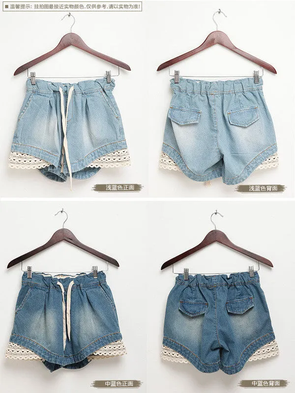 lace trim shorts
