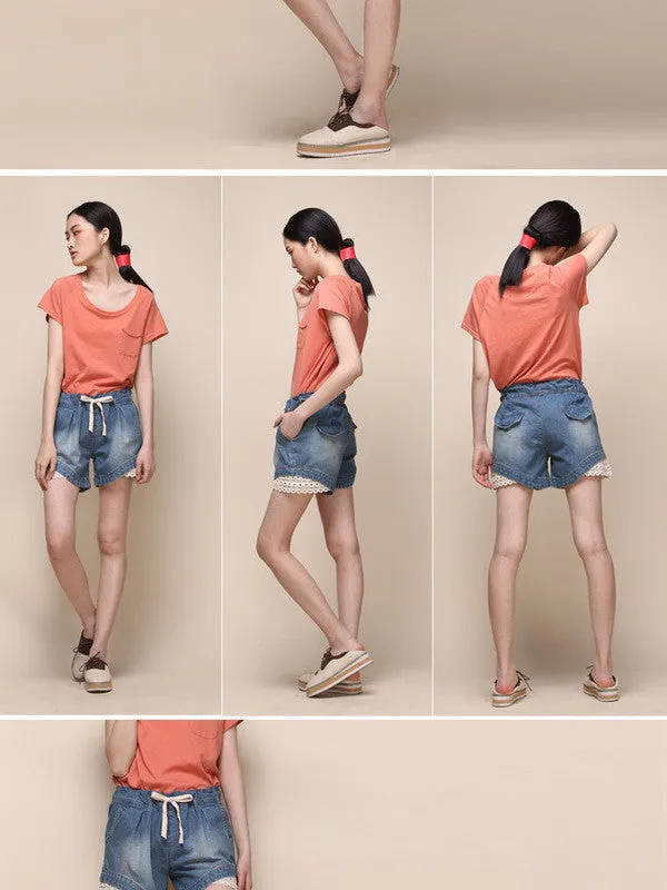 lace trim shorts