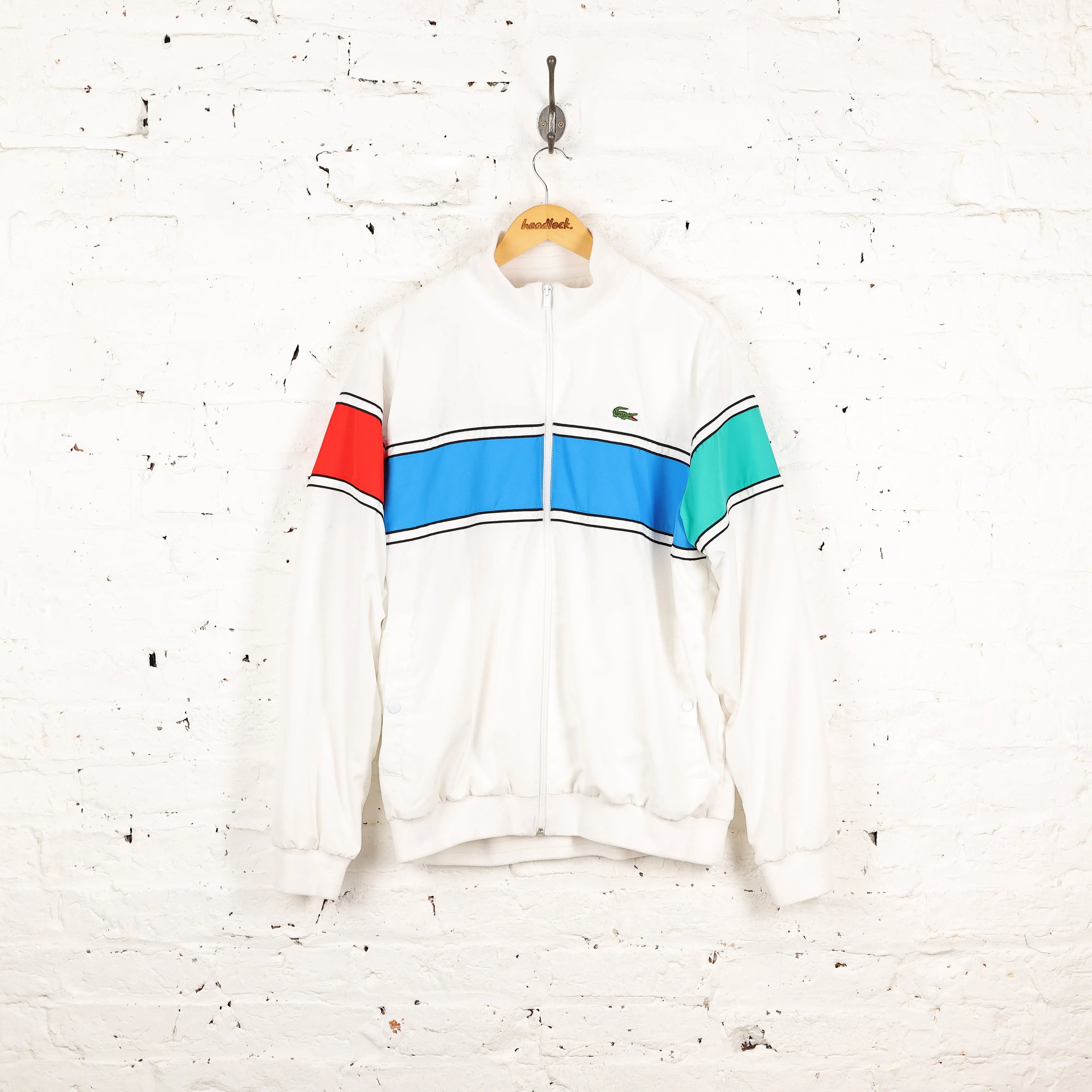 Lacoste Sport 90s Shell Tracksuit Top Jacket - White - L