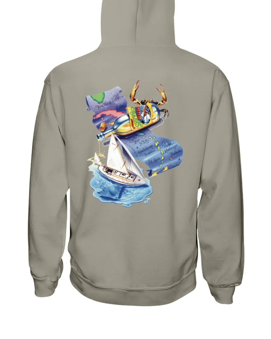Latitude Attitude Caribbean Map Back Print Beach Hoodie