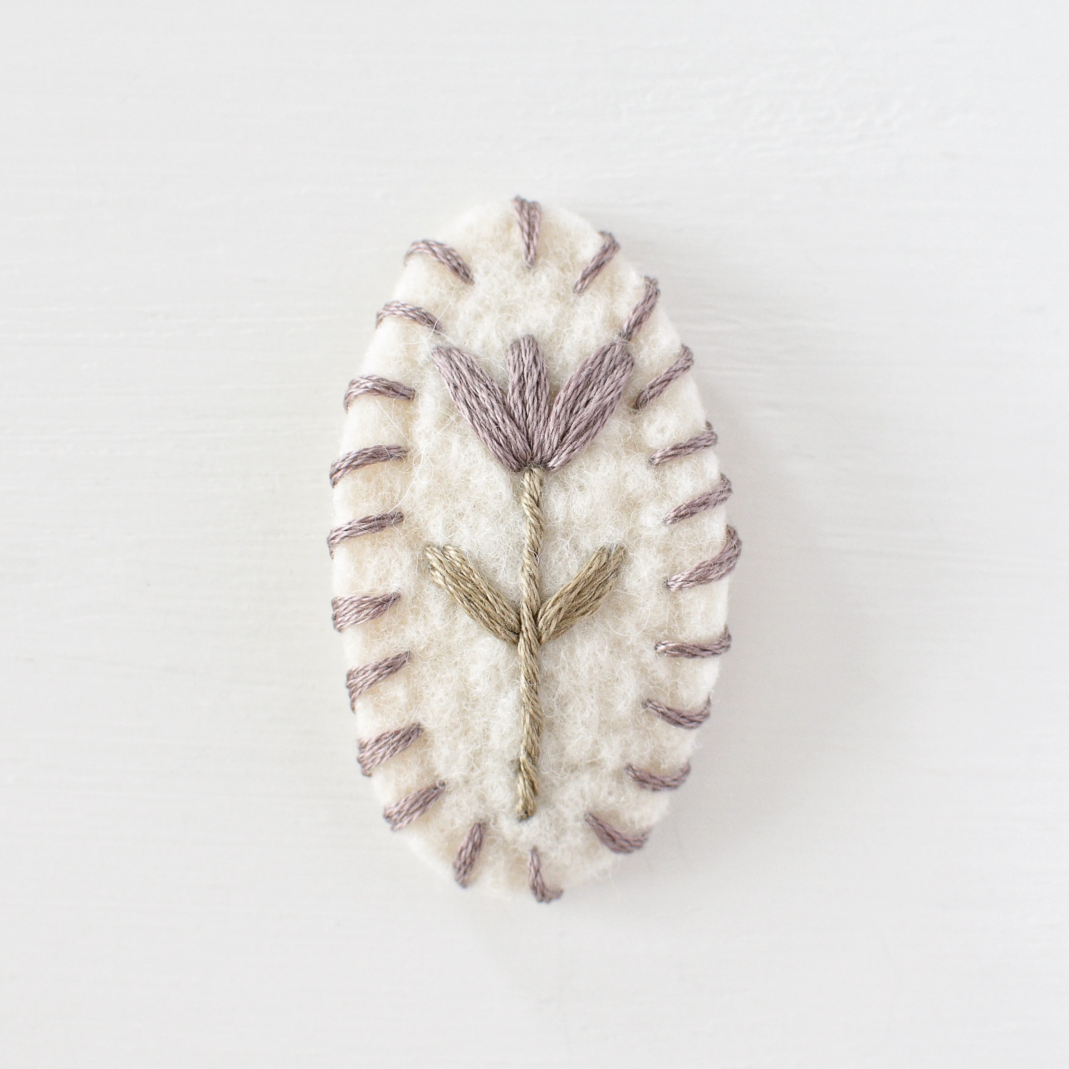 Lavender Flower Wool Felt Snap Clip