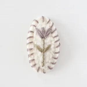 Lavender Flower Wool Felt Snap Clip