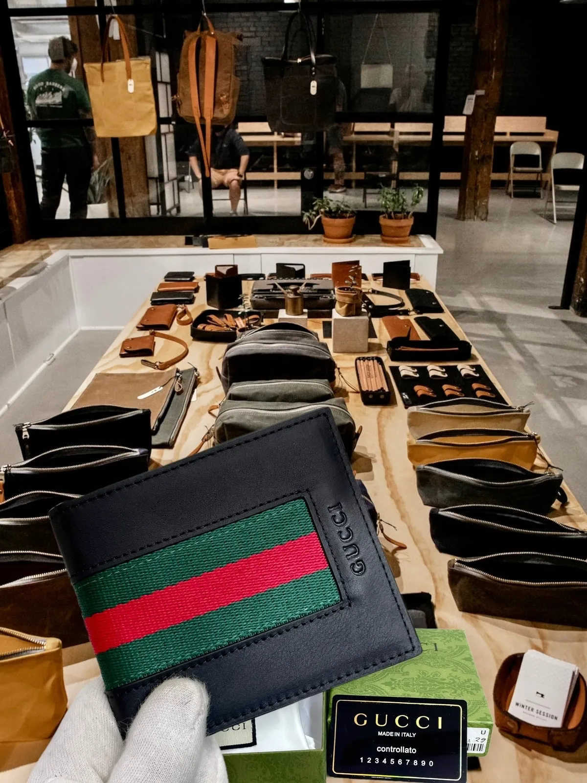 Leather Web Bi-fold Wallet