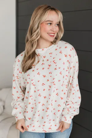Let’s Go Shopping Floral Top- Ivory & Pink