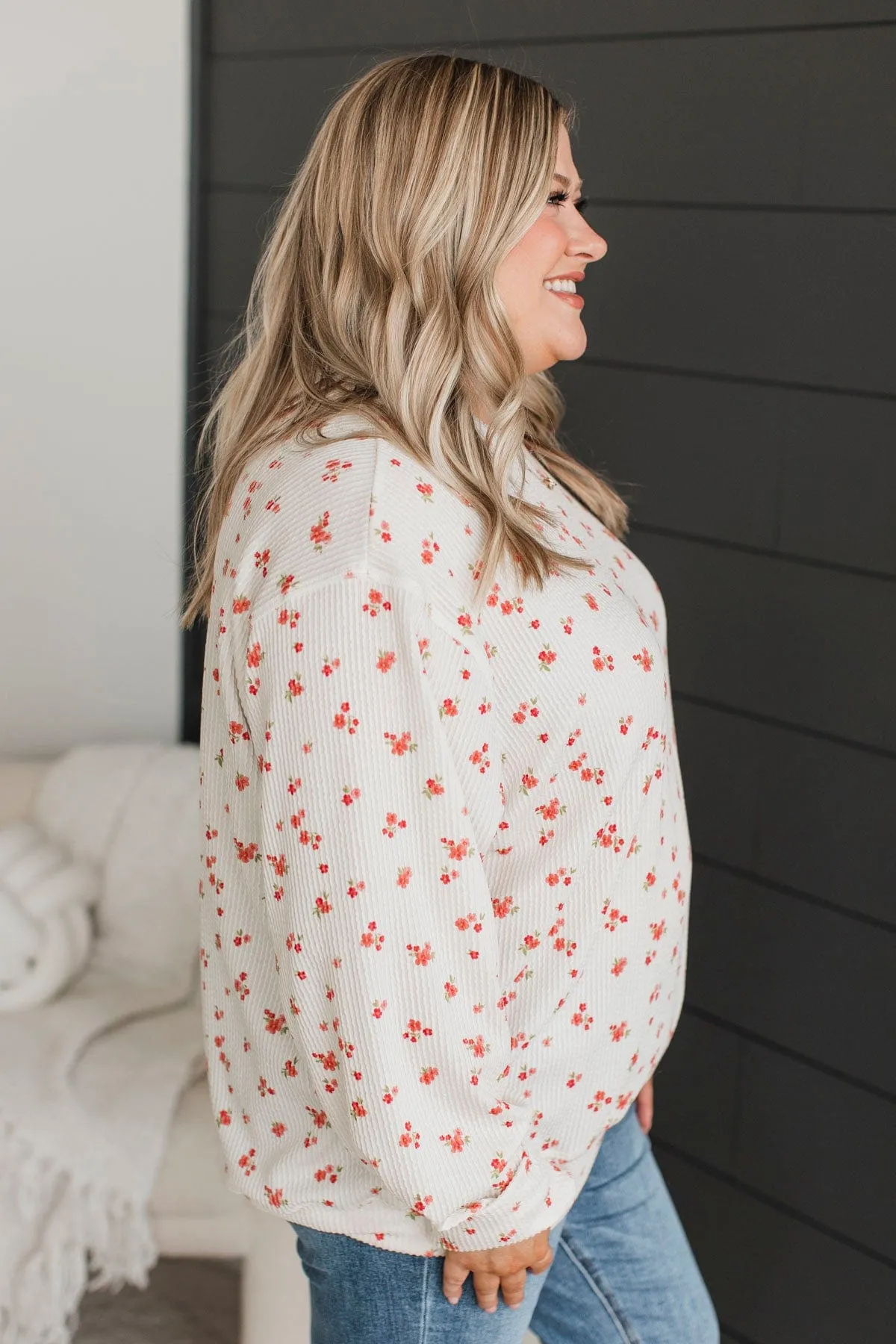 Let’s Go Shopping Floral Top- Ivory & Pink