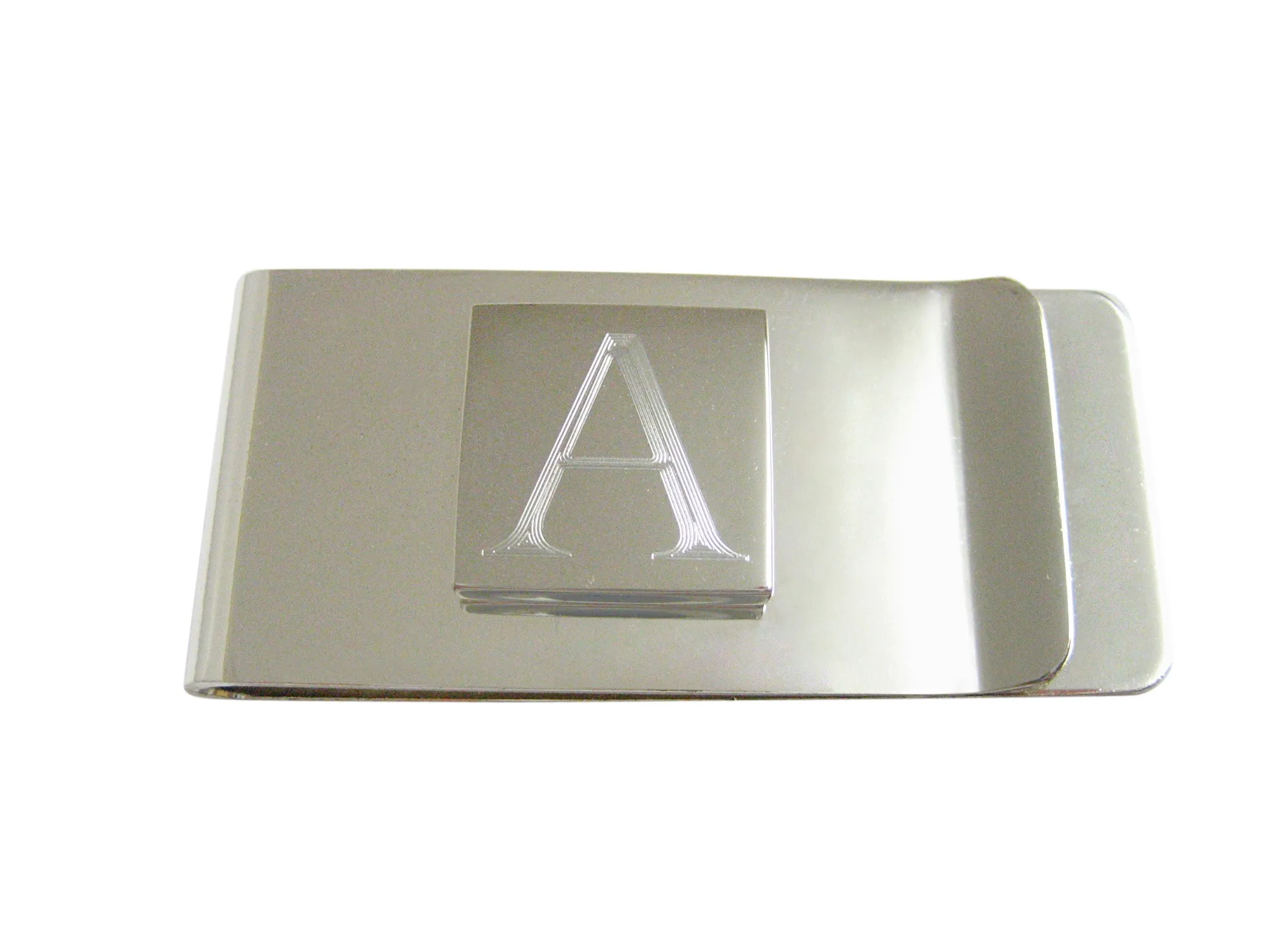 Letter A Etched Monogram Money Clip