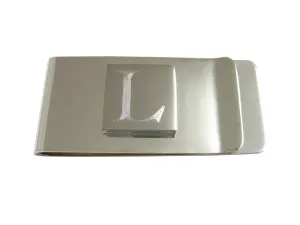 Letter L Etched Monogram Money Clip