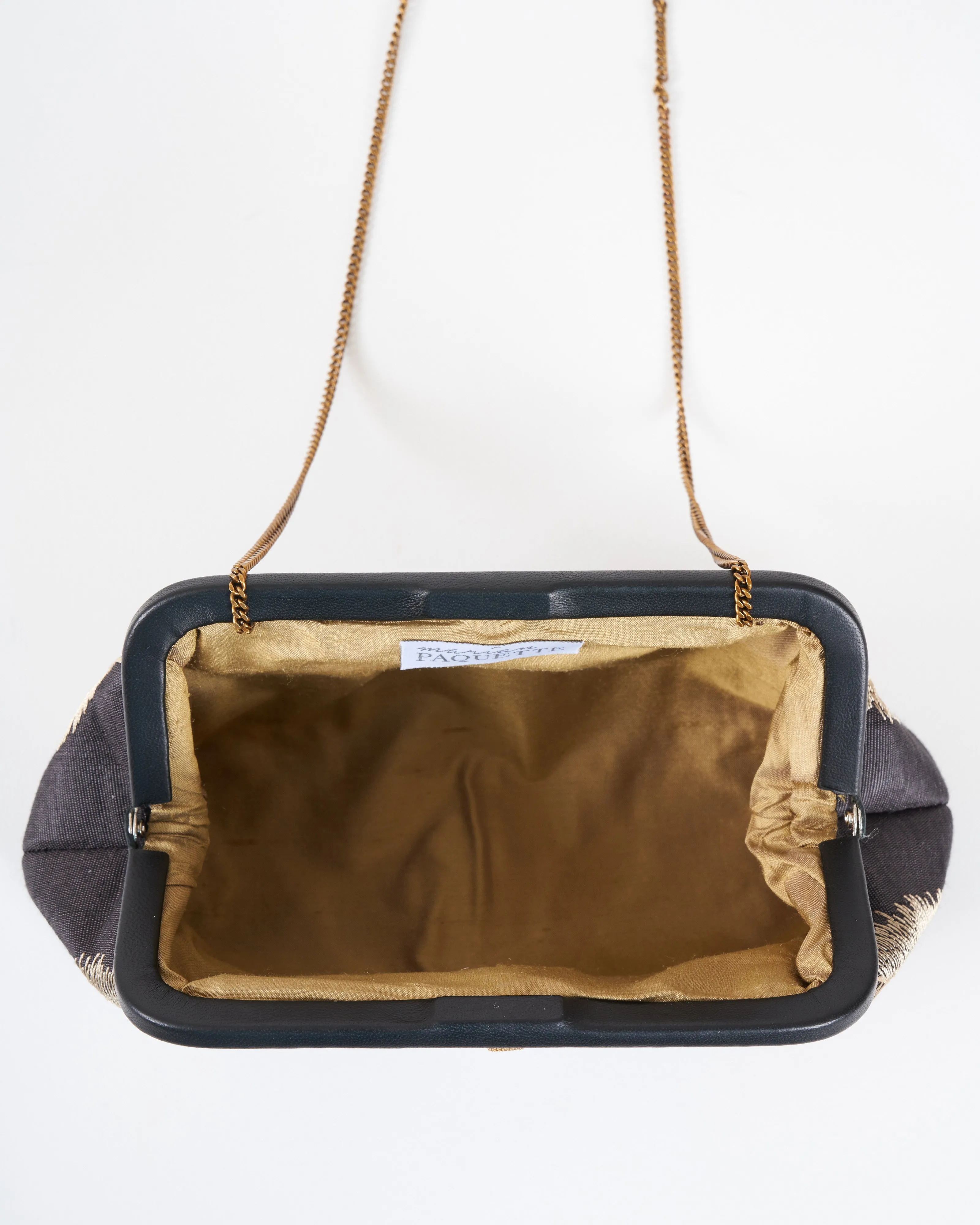 liette embroidered clutch - black/taupe/orange