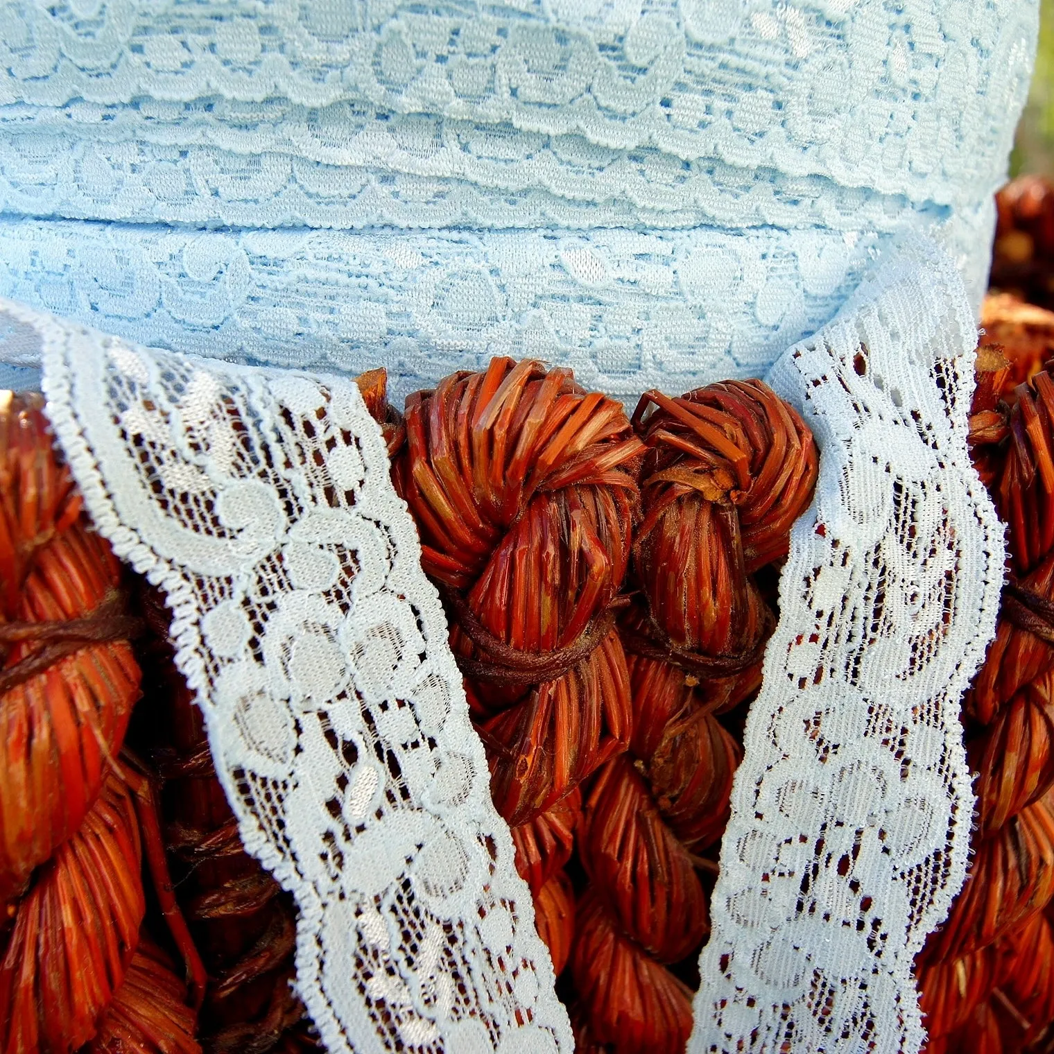 Light Blue Floral Scalloped Stretch Soft Lace Trim 1⅛" wide