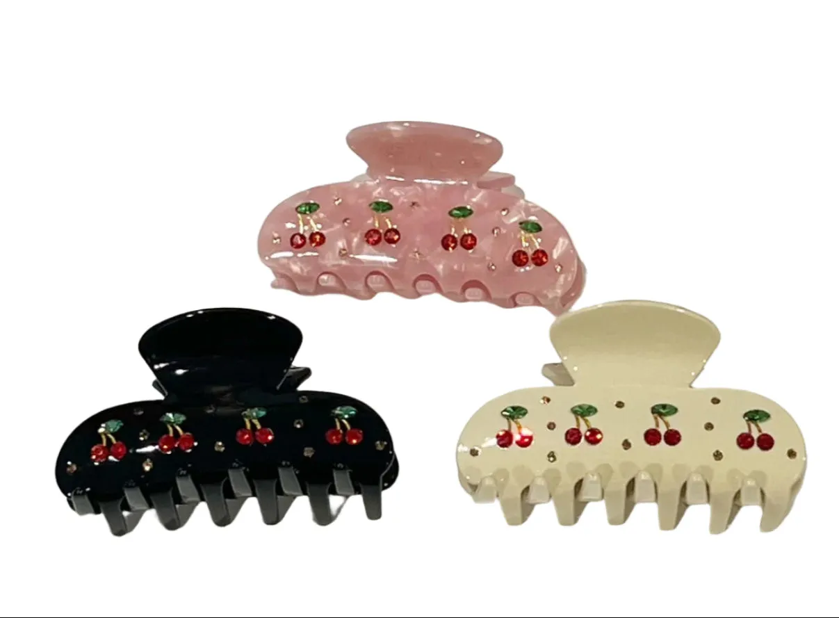 Lil Darlings Rhinestone Cherry Embellished Hair Clip