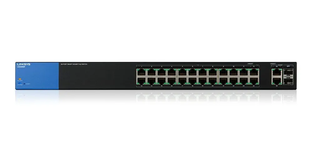 Linksys Lgs326 Mp Switch Metalico Rack Capa2 24 Puertos Poe Gigabit Sfp