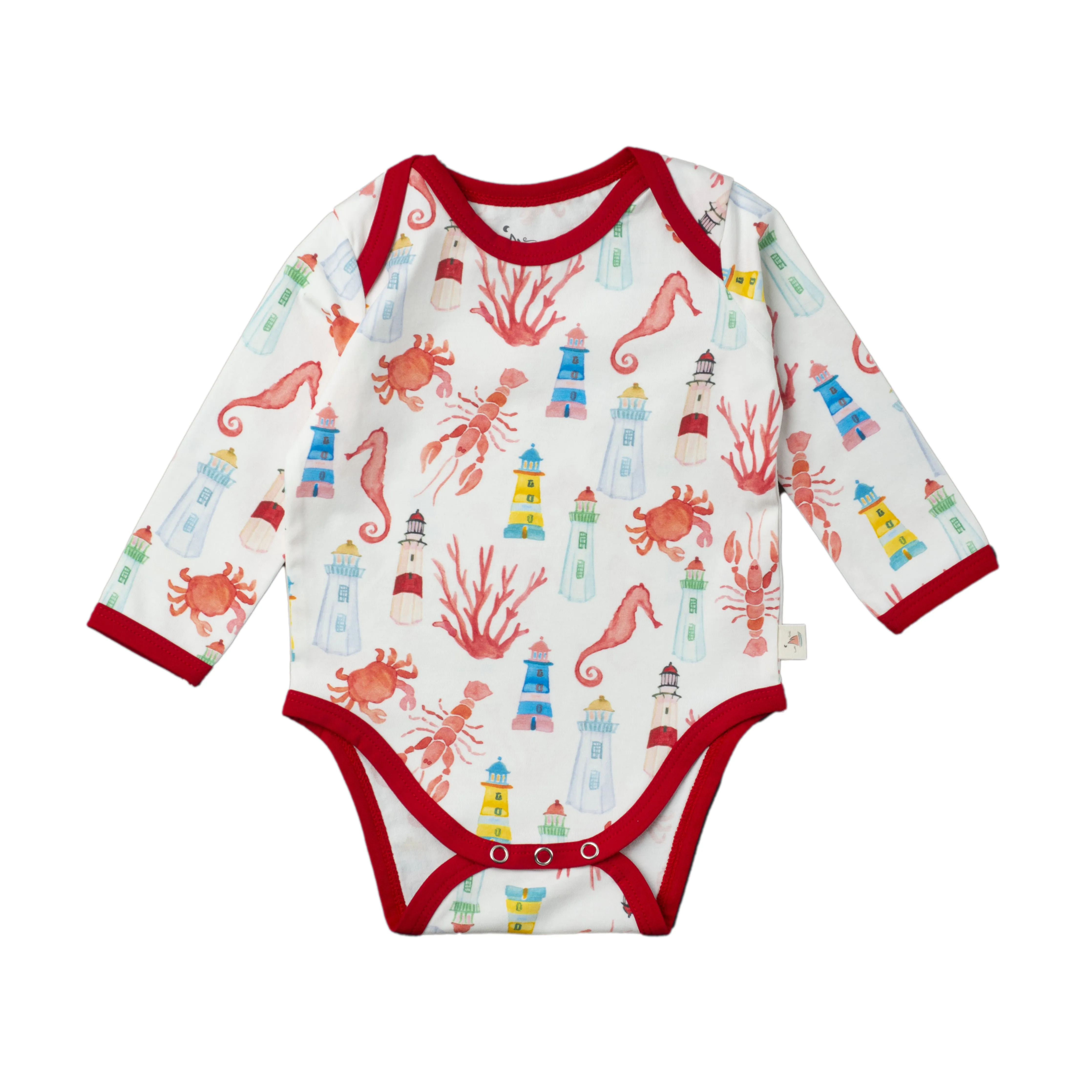 Long Sleeve Bodysuit with Solid Trim