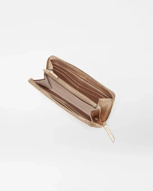 LONG ZIP ROUND WALLET HONEY METALLIC