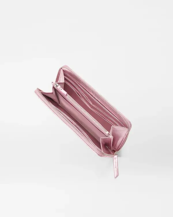 LONG ZIP ROUND WALLET ROSE METALLIC