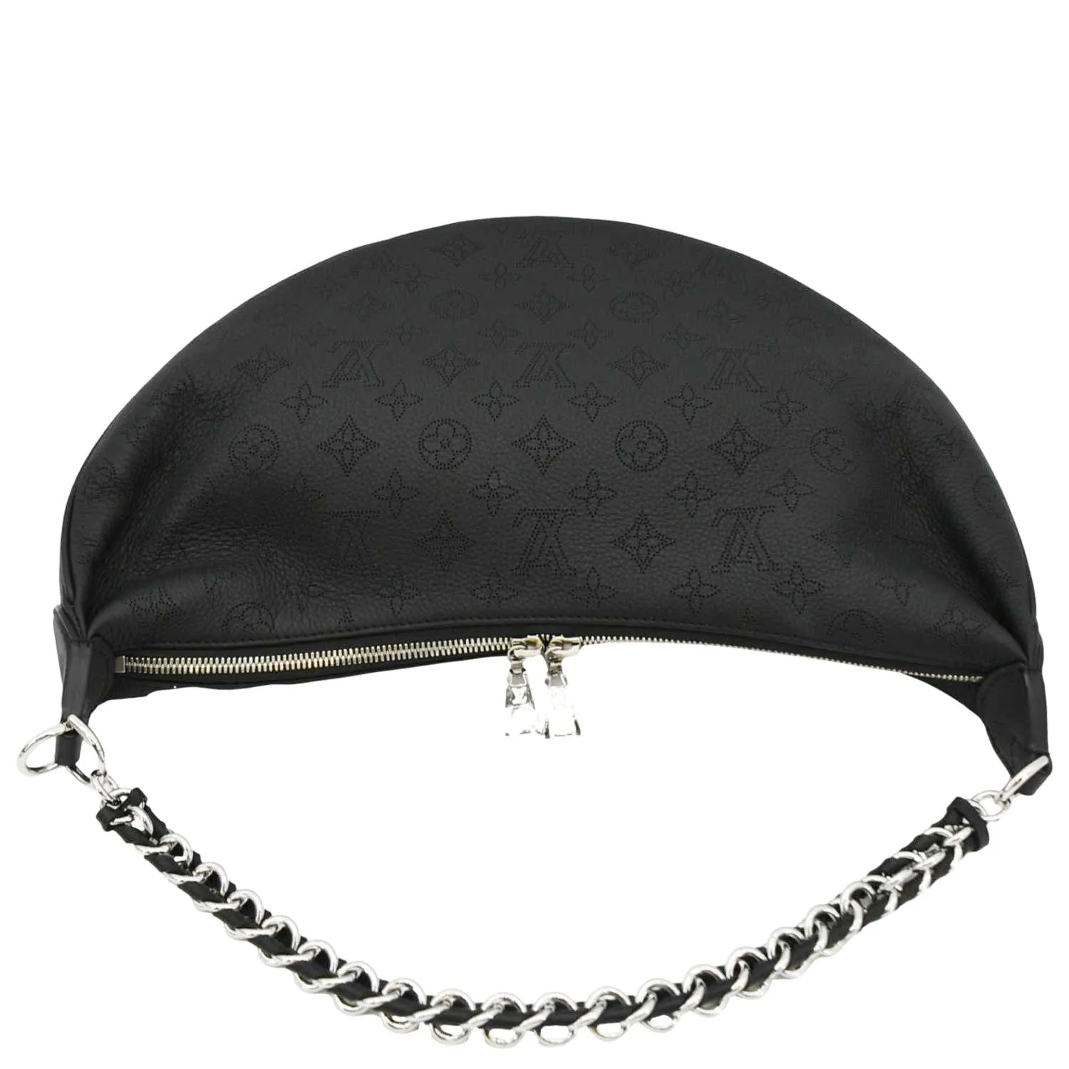 LOUIS VUITTON Baia MM Perforated Mahina Leather Shoulder Bag Black