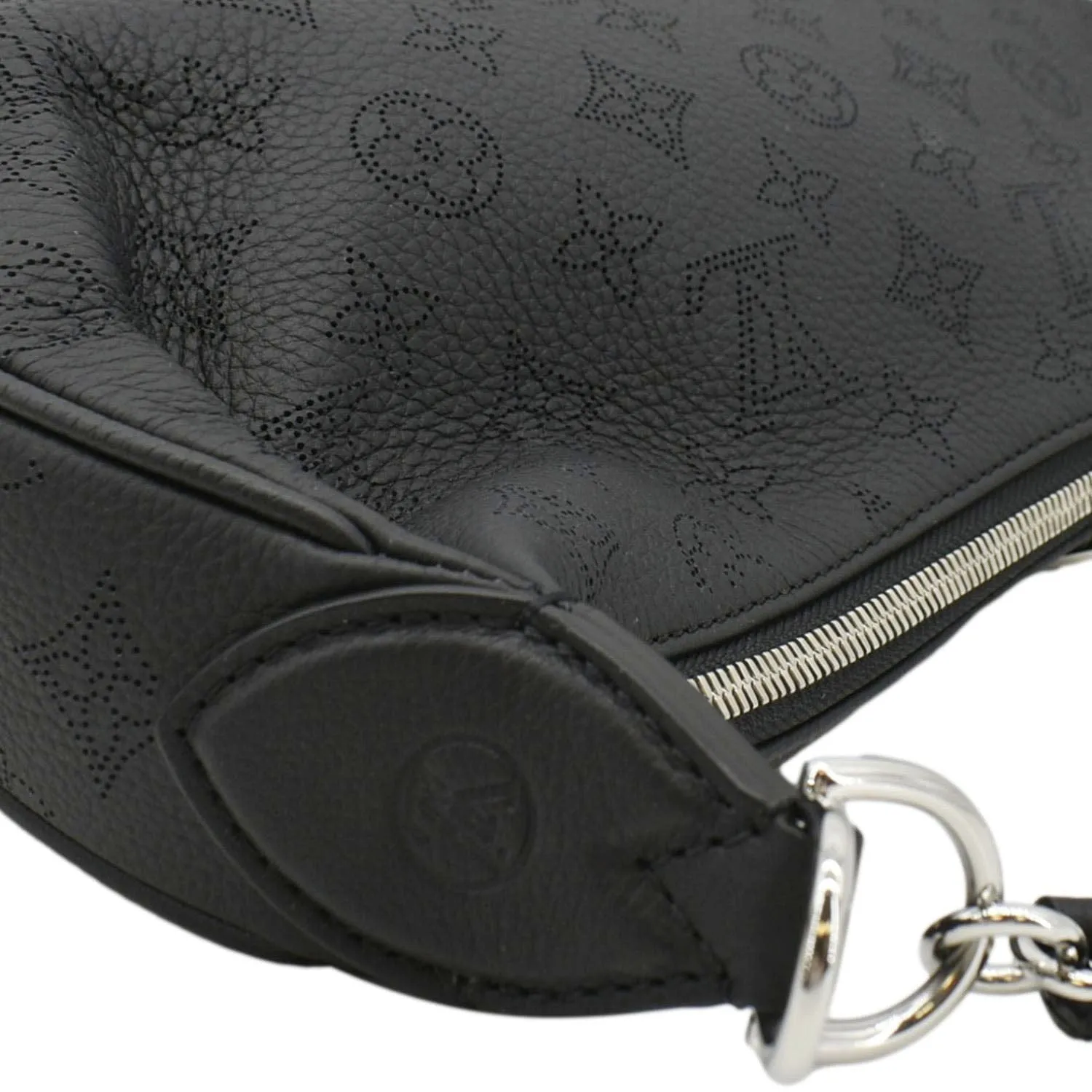 LOUIS VUITTON Baia MM Perforated Mahina Leather Shoulder Bag Black