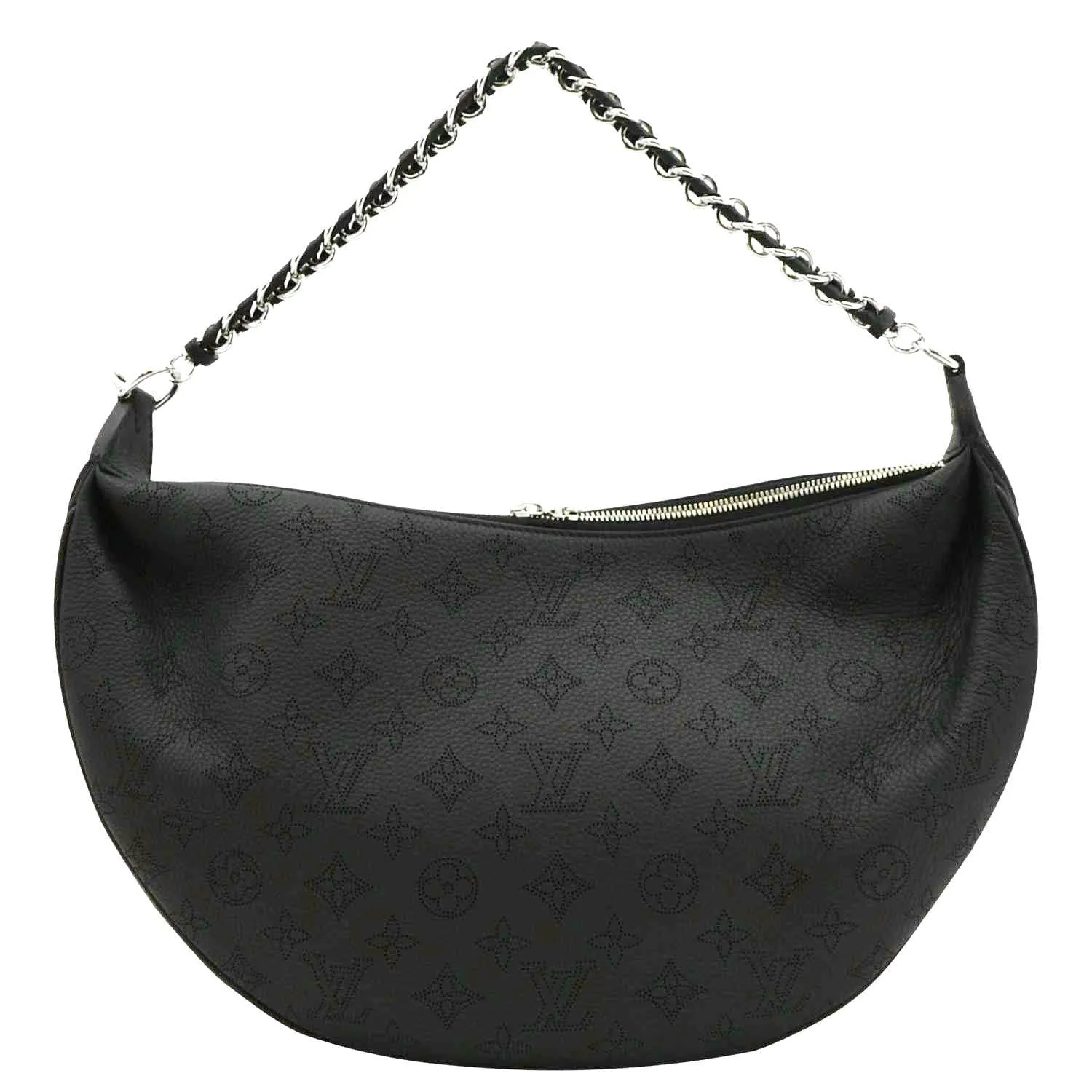 LOUIS VUITTON Baia MM Perforated Mahina Leather Shoulder Bag Black