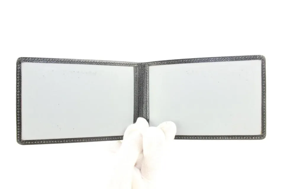 Louis Vuitton Black Leather Card Holder Wallet Case Taiga 430lv61