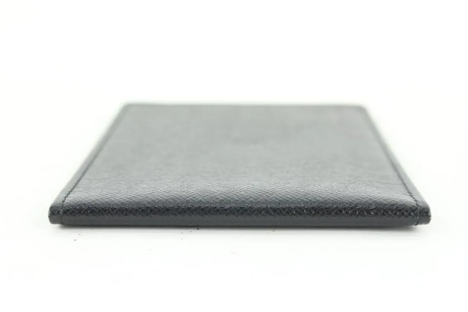 Louis Vuitton Black Leather Card Holder Wallet Case Taiga 430lv61