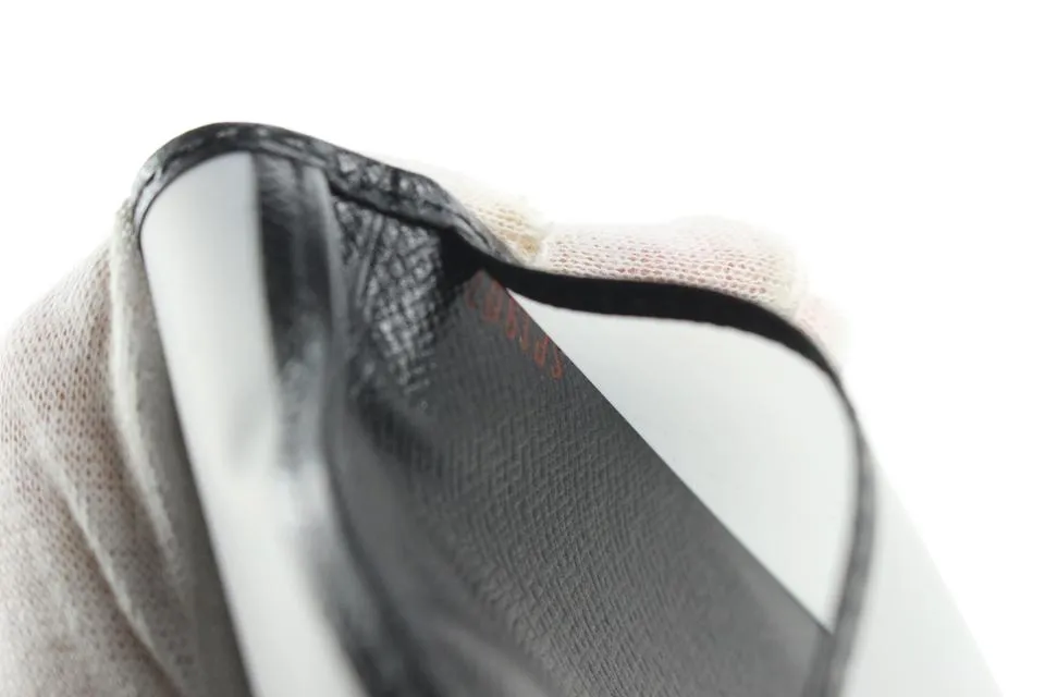 Louis Vuitton Black Leather Card Holder Wallet Case Taiga 430lv61