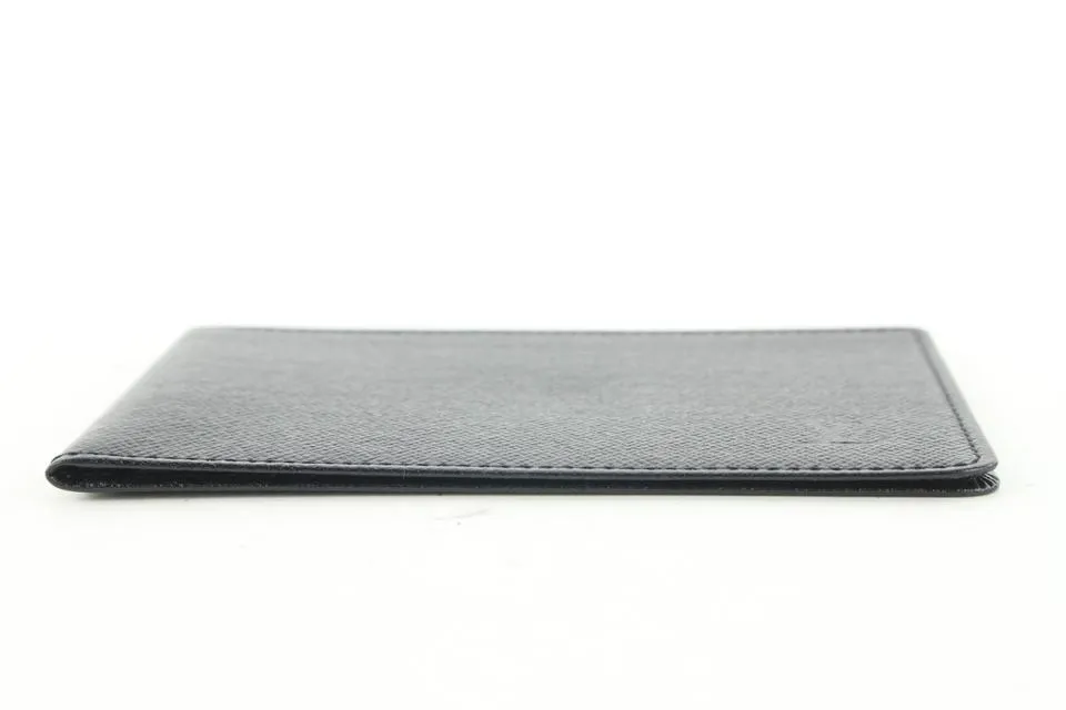 Louis Vuitton Black Leather Card Holder Wallet Case Taiga 430lv61