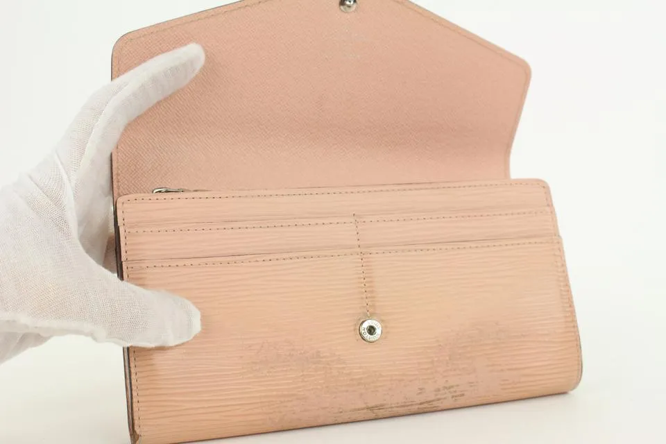 Louis Vuitton Blush Pink Epi Leather Sarah Long Flap Wallet 18lvs18