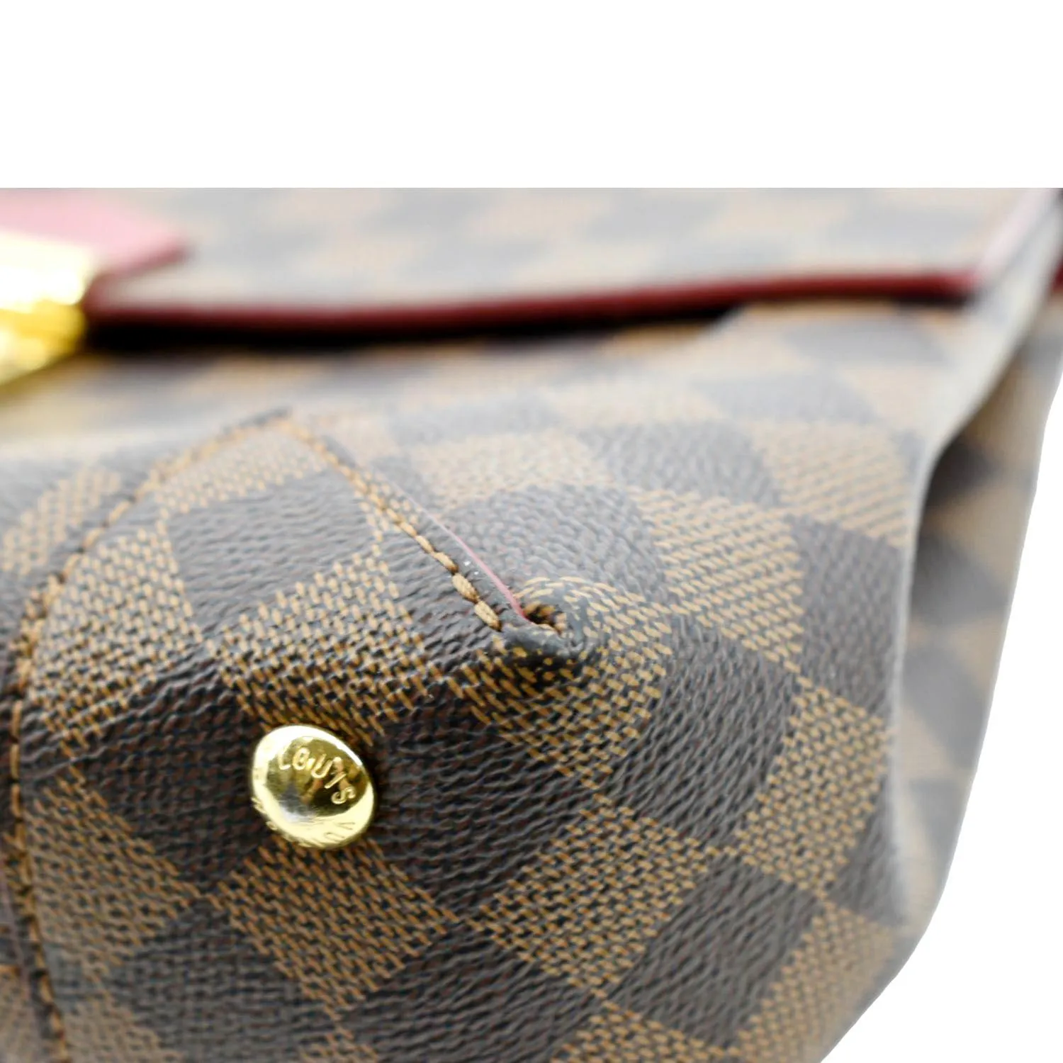 LOUIS VUITTON Caissa Chain Damier Ebene Clutch Shoulder Bag Brown
