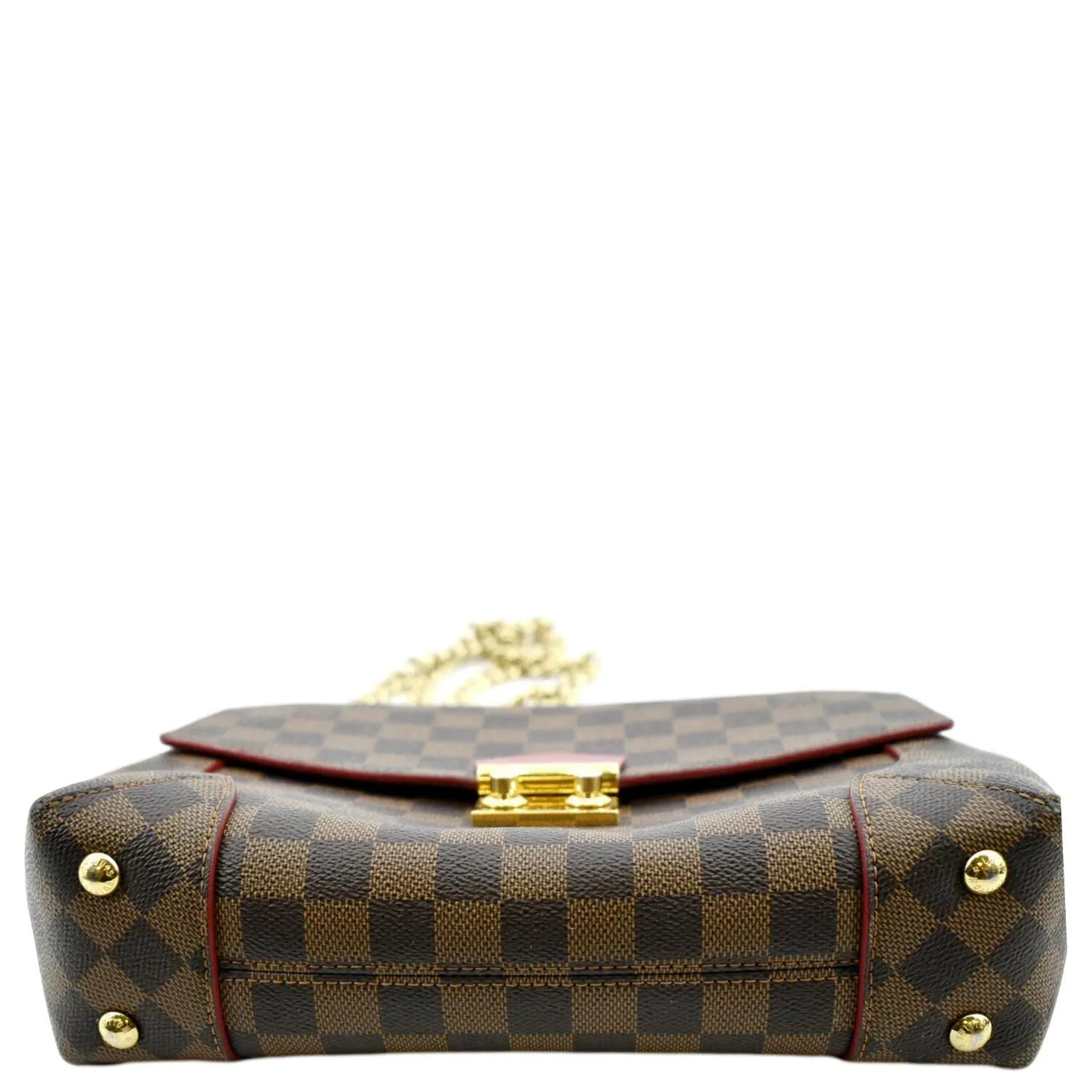 LOUIS VUITTON Caissa Chain Damier Ebene Clutch Shoulder Bag Brown