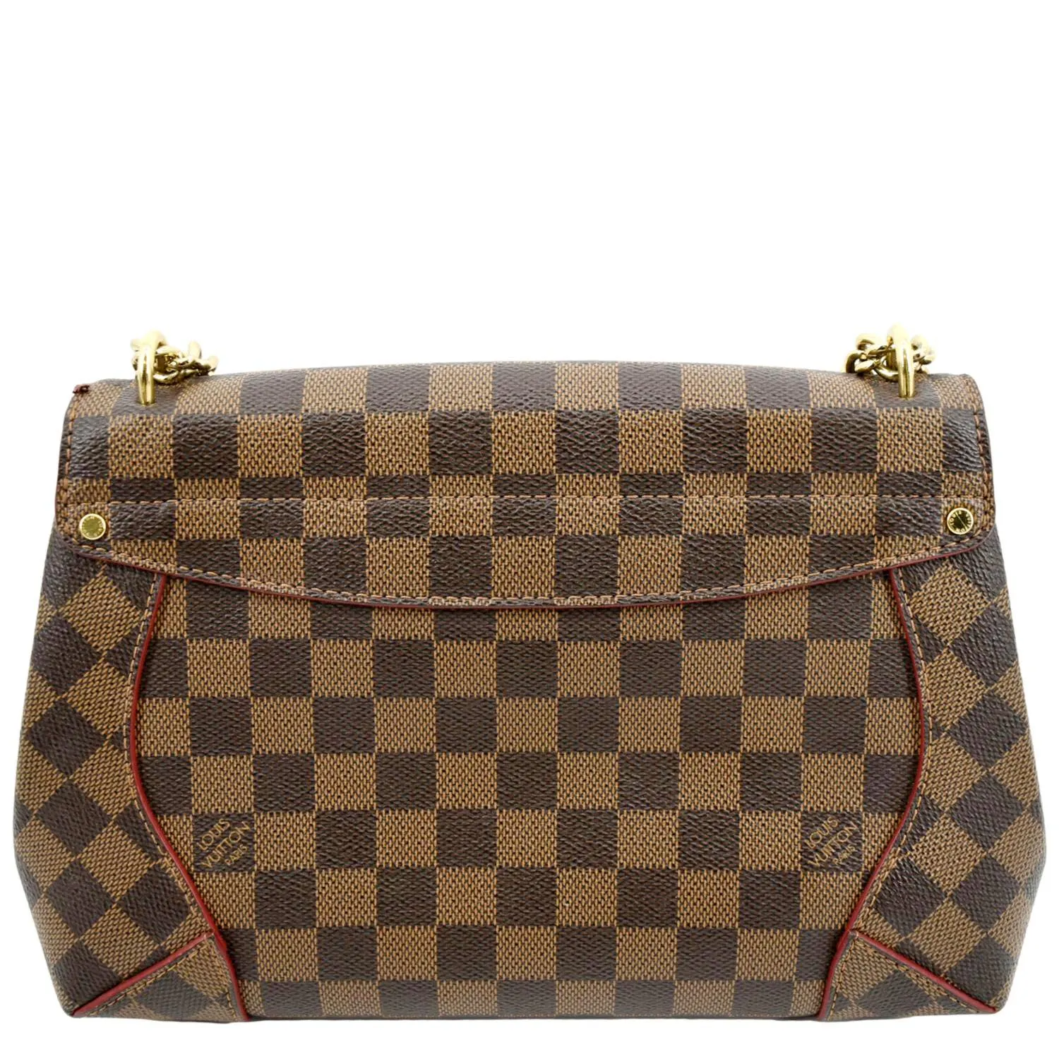 LOUIS VUITTON Caissa Chain Damier Ebene Clutch Shoulder Bag Brown