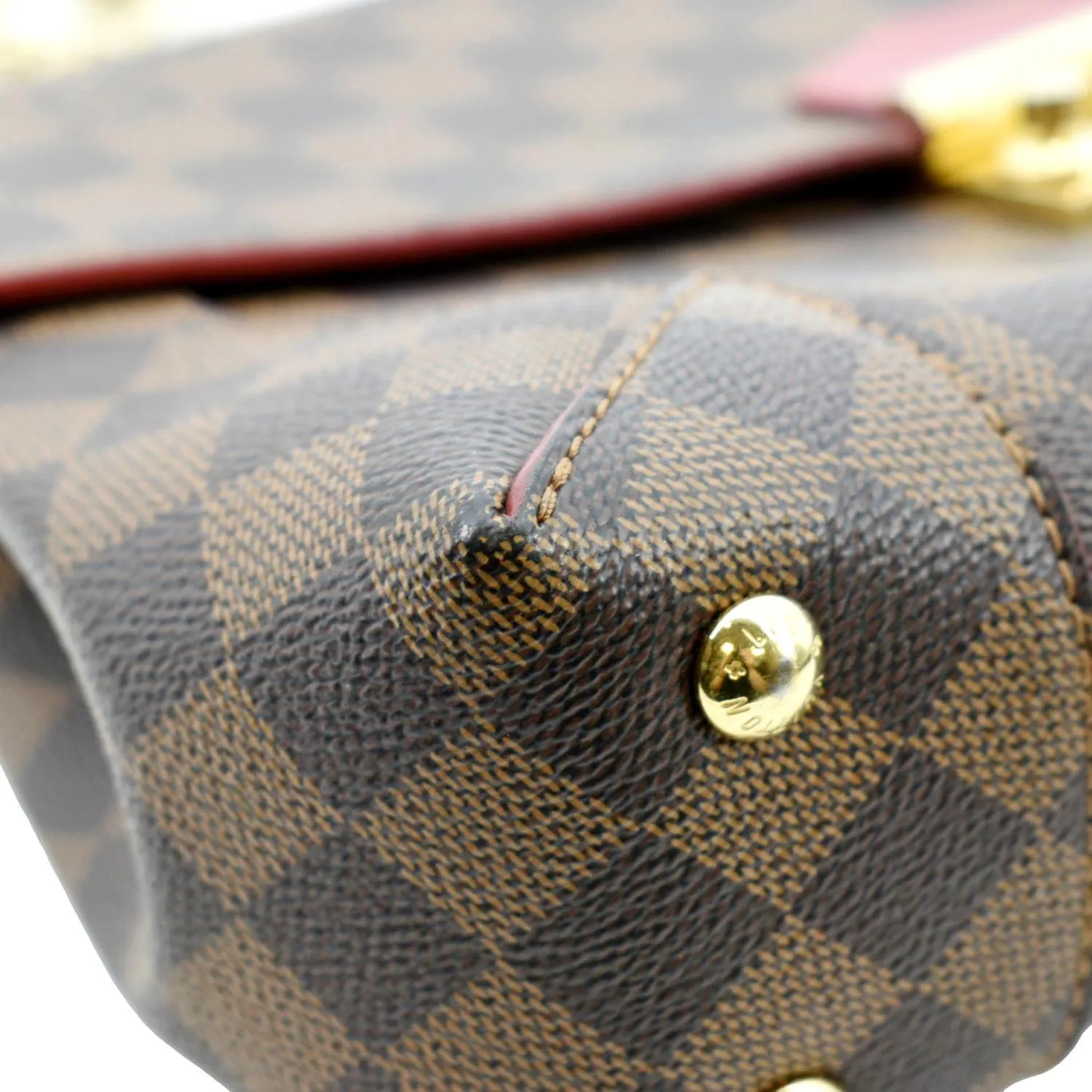 LOUIS VUITTON Caissa Chain Damier Ebene Clutch Shoulder Bag Brown