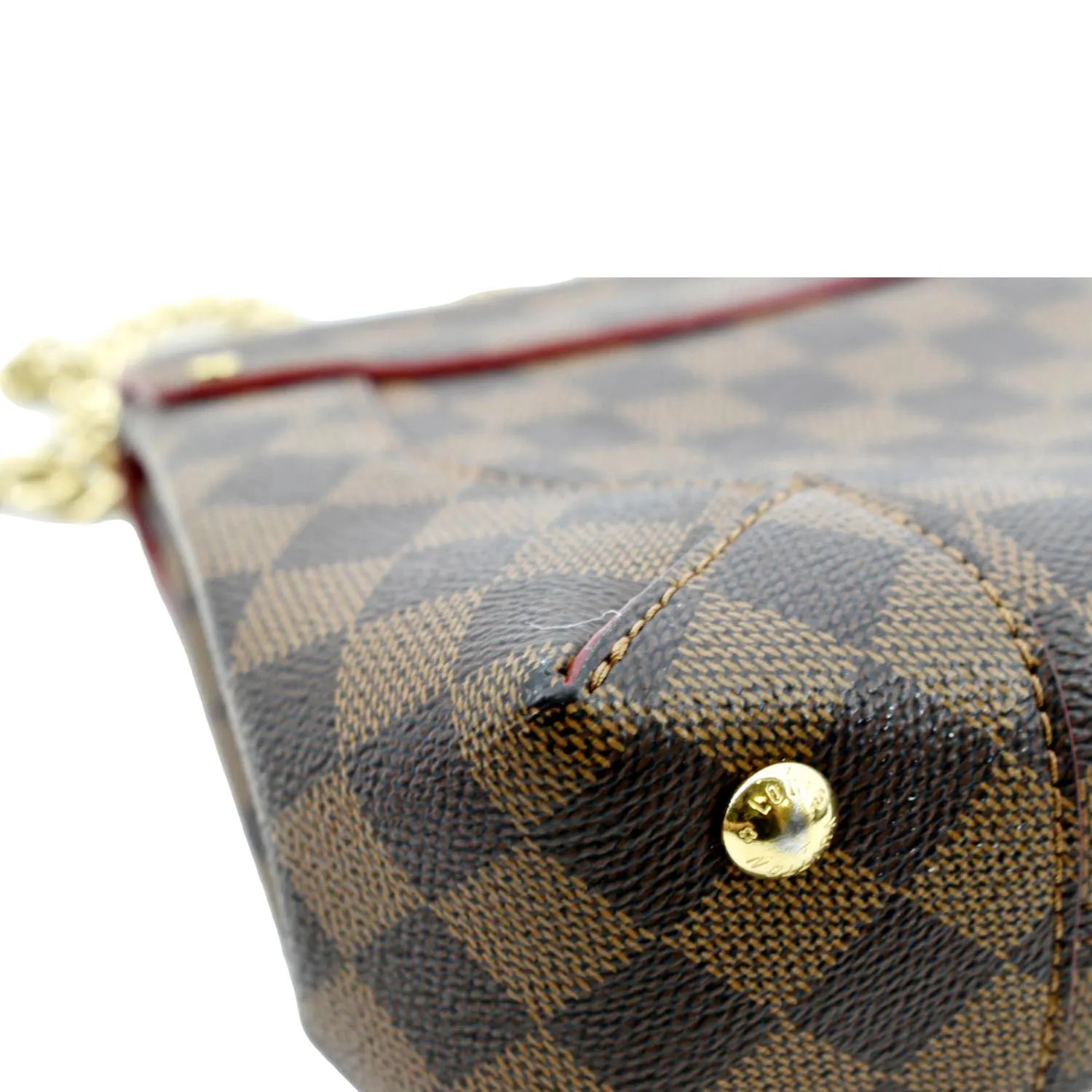LOUIS VUITTON Caissa Chain Damier Ebene Clutch Shoulder Bag Brown