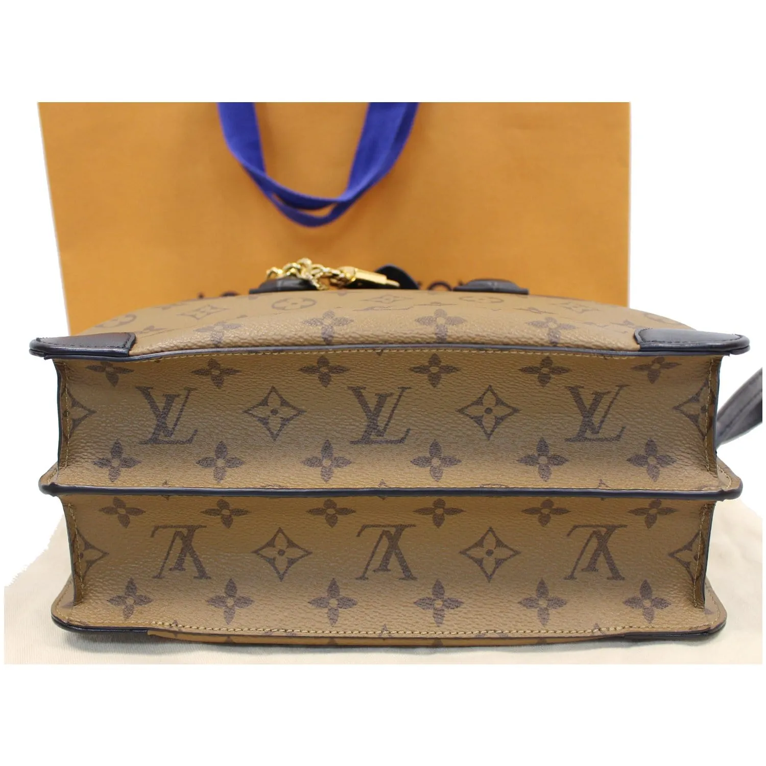 LOUIS VUITTON City Malle MM Reverse Monogram Shoulder Bag Black/Brown