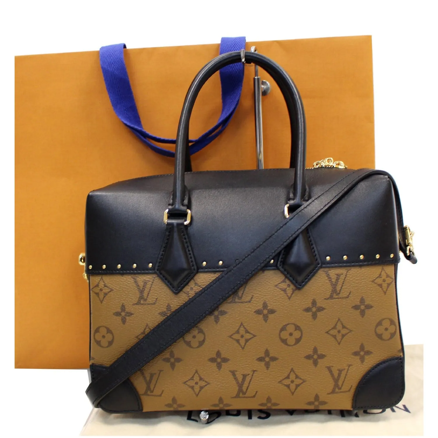 LOUIS VUITTON City Malle MM Reverse Monogram Shoulder Bag Black/Brown