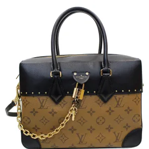 LOUIS VUITTON City Malle MM Reverse Monogram Shoulder Bag Black/Brown