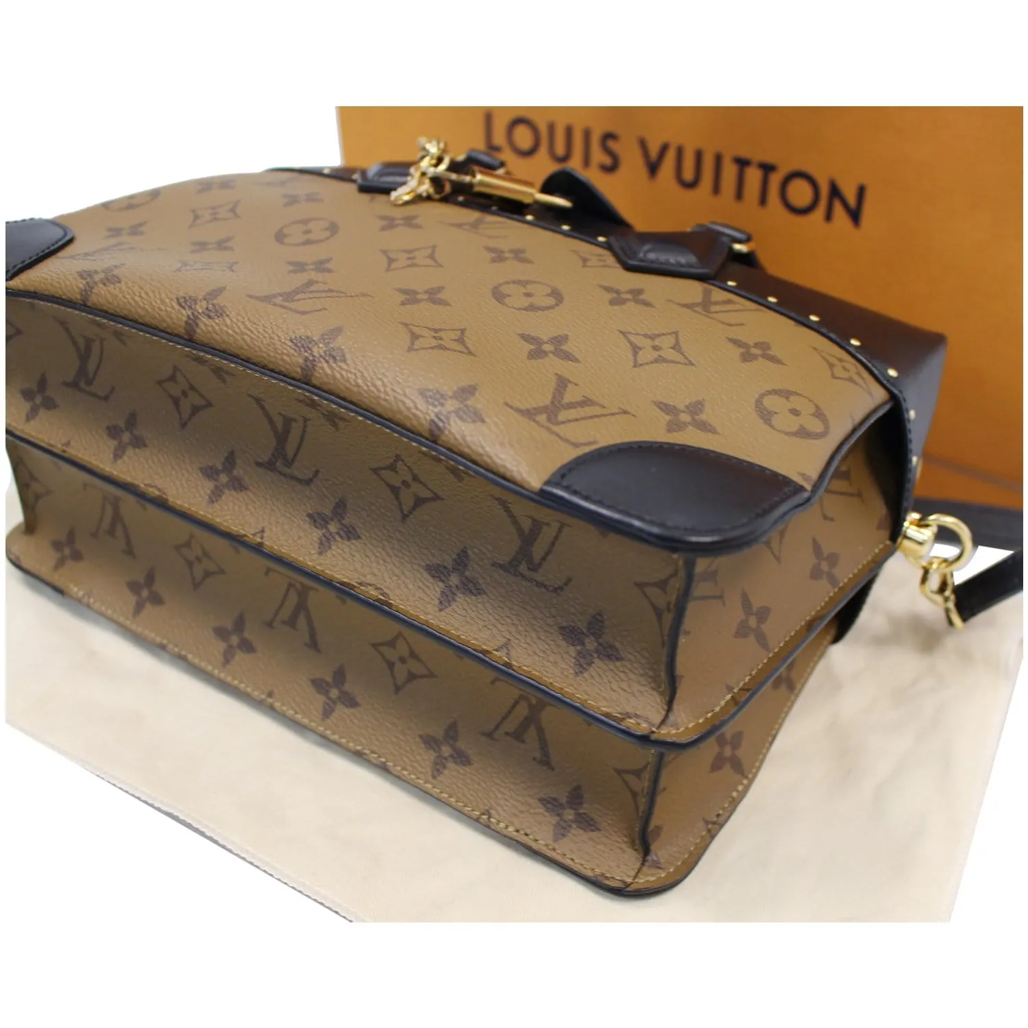 LOUIS VUITTON City Malle MM Reverse Monogram Shoulder Bag Black/Brown