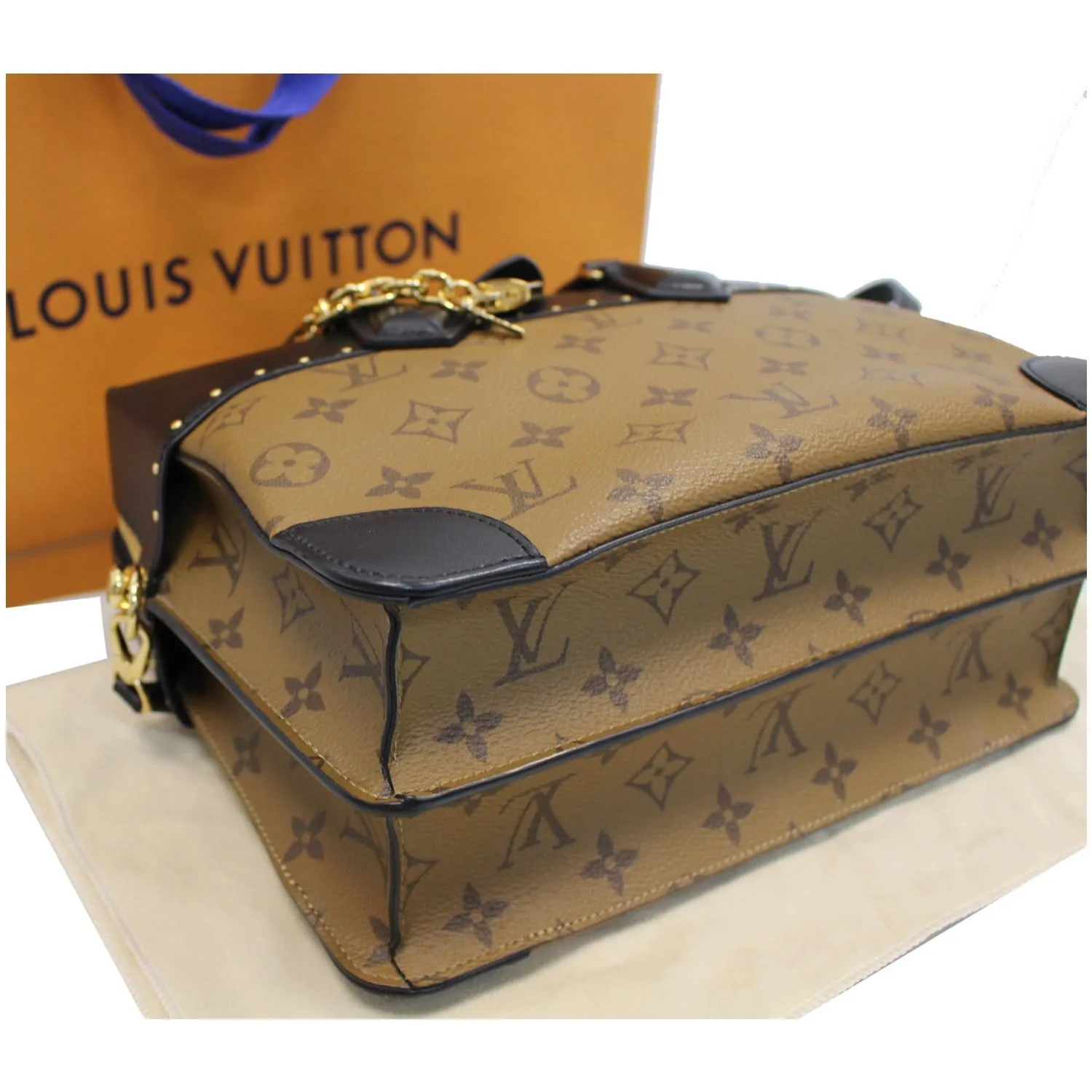 LOUIS VUITTON City Malle MM Reverse Monogram Shoulder Bag Black/Brown