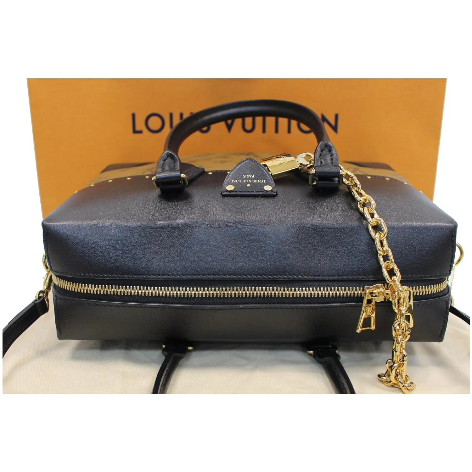 LOUIS VUITTON City Malle MM Reverse Monogram Shoulder Bag Black/Brown