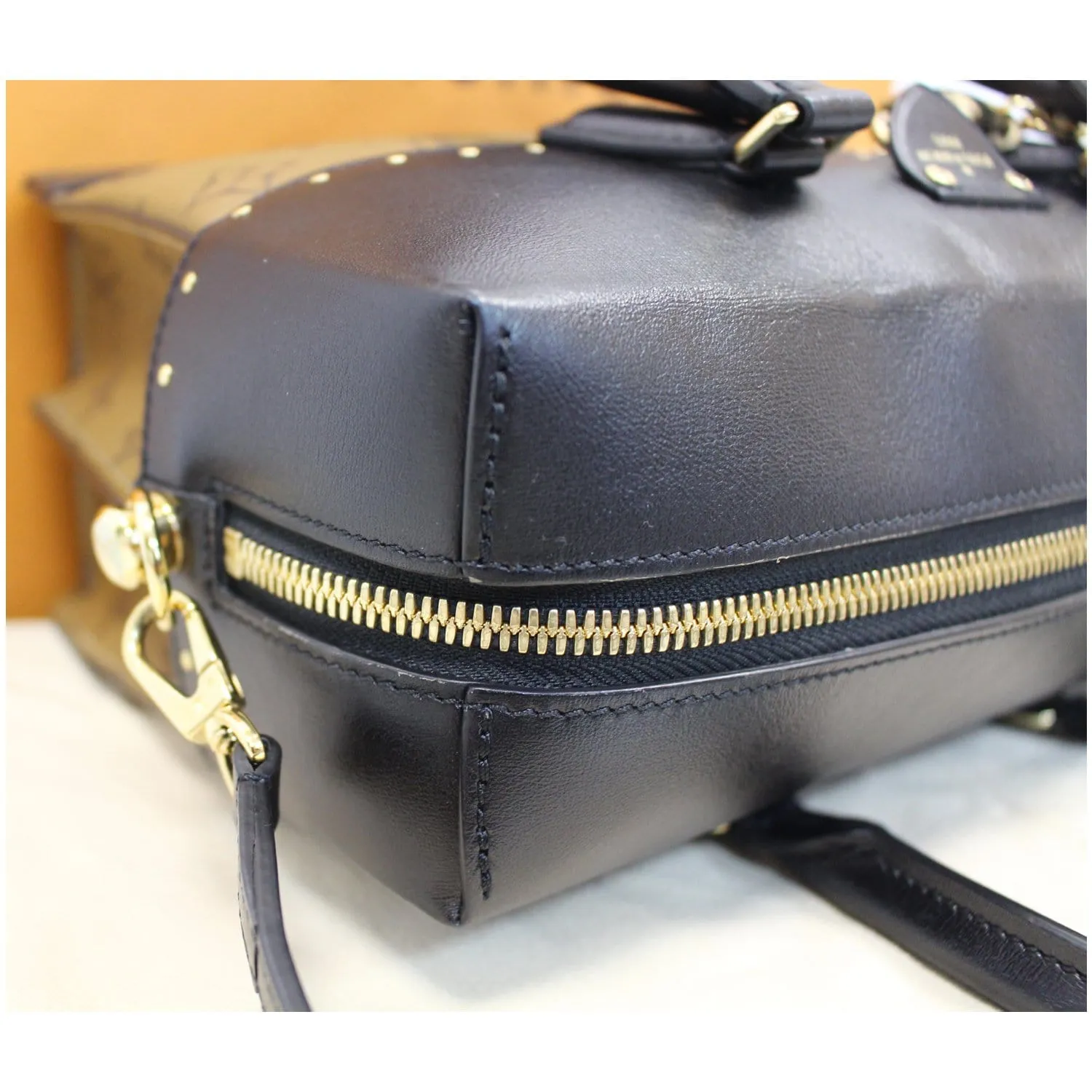 LOUIS VUITTON City Malle MM Reverse Monogram Shoulder Bag Black/Brown