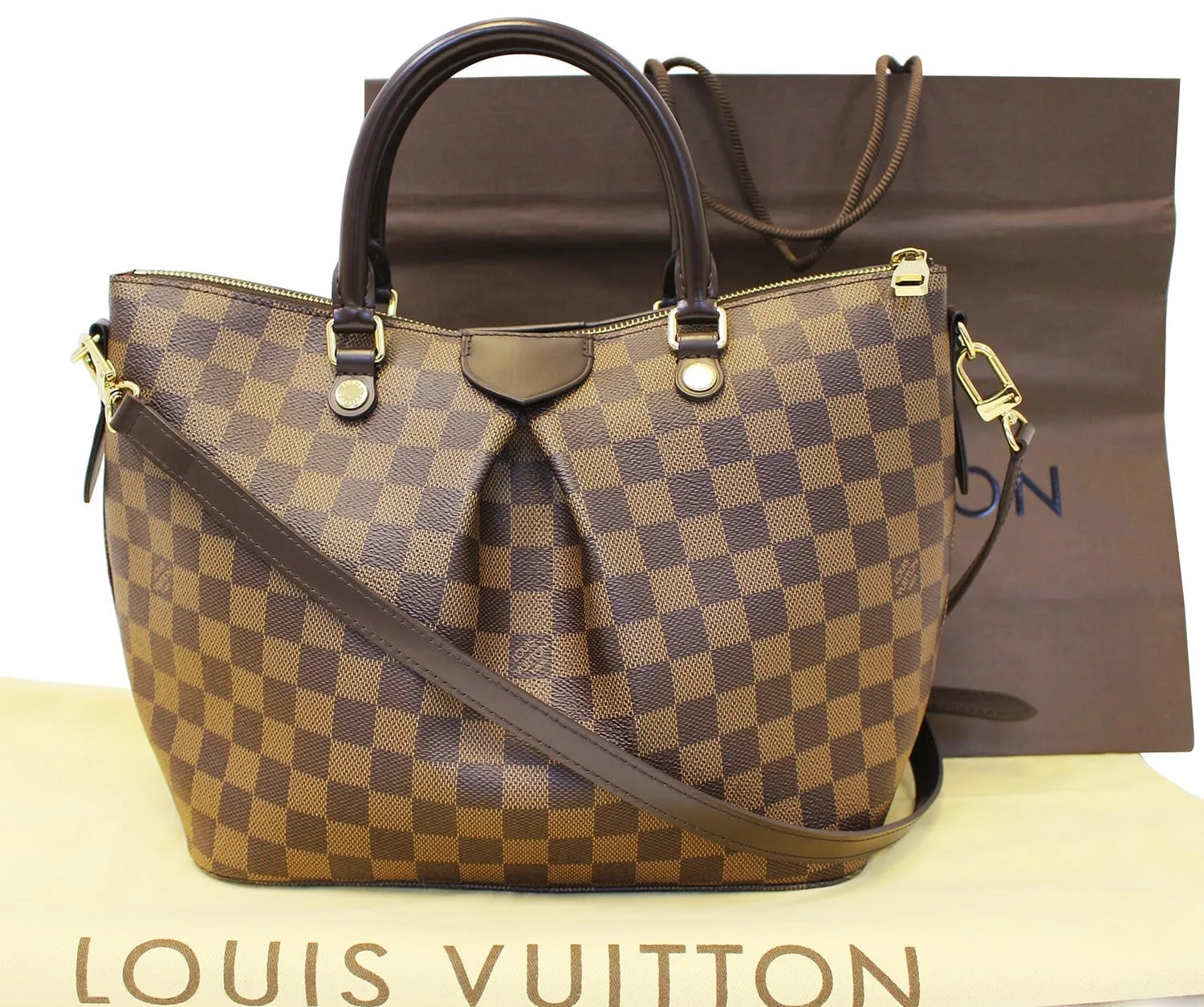 LOUIS VUITTON Damier Ebene Siena MM Shoulder Handbag