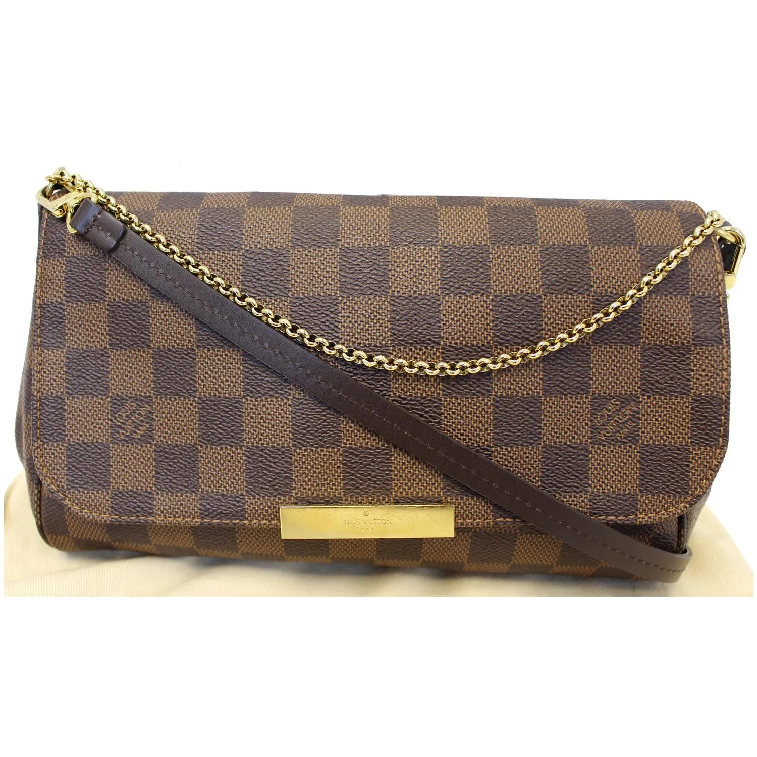 LOUIS VUITTON Favorite MM Damier Ebene Crossbody Bag Brown