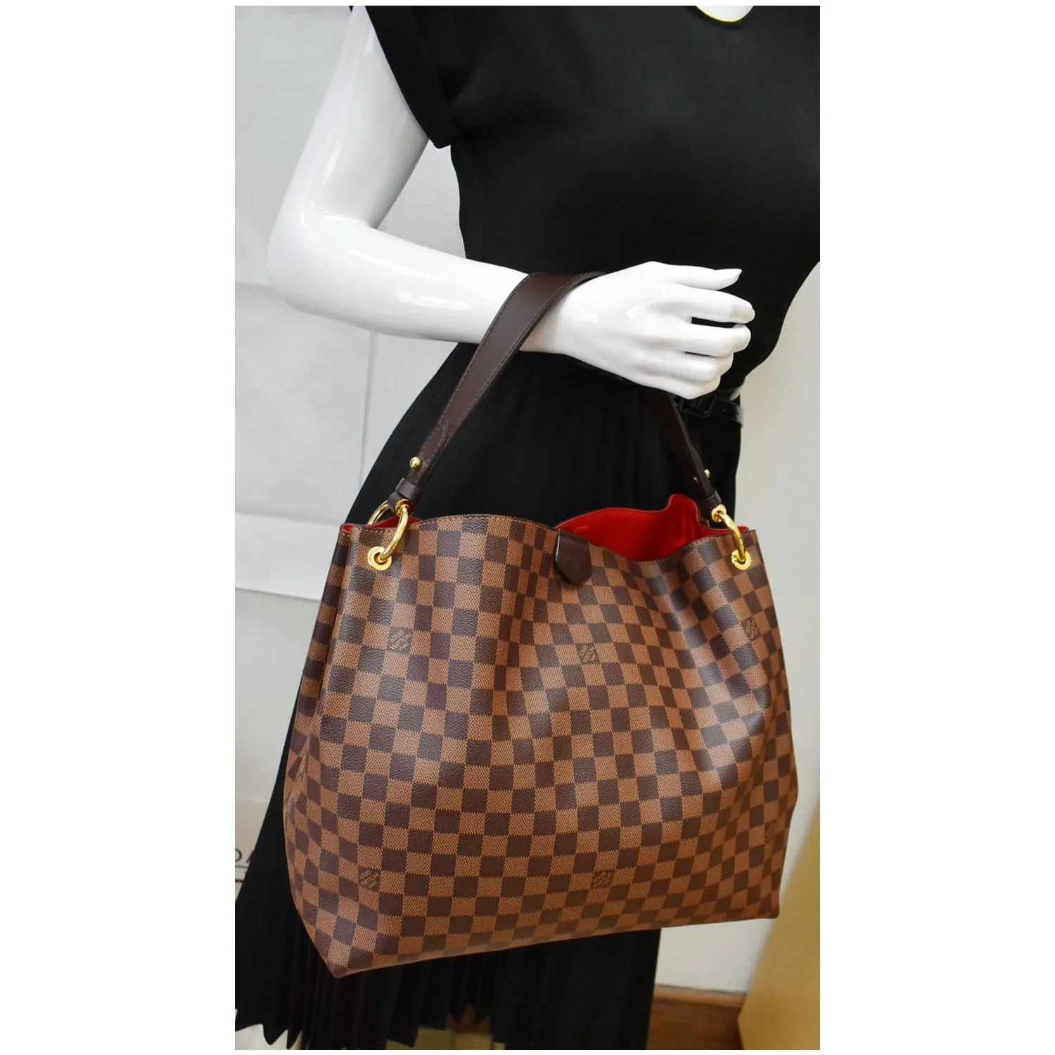 LOUIS VUITTON Graceful MM Damier Ebene Shoulder Bag Brown