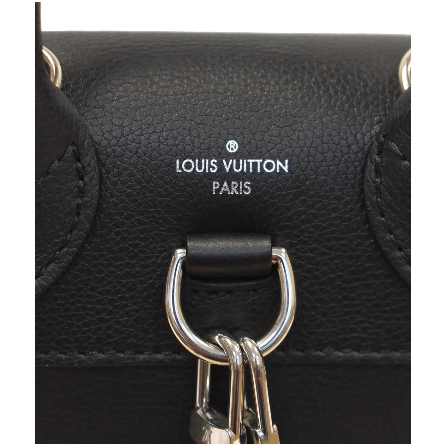 LOUIS VUITTON Lockme Calfskin Leather Backpack Bag Black