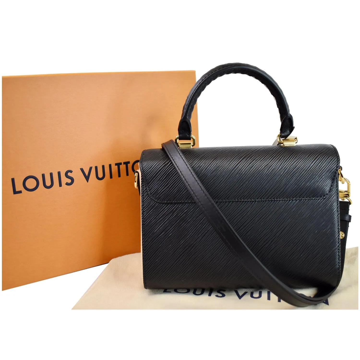 LOUIS VUITTON LV Crafty Twist MM Grained Epi Shoulder Bag Black