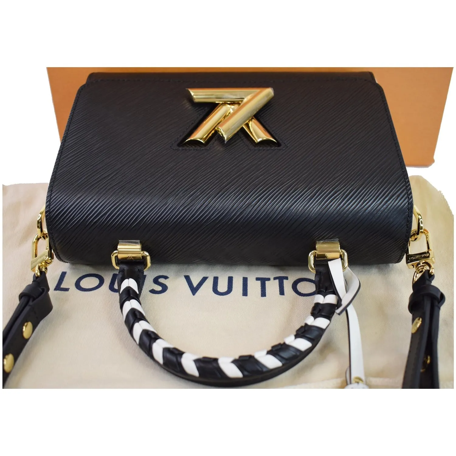 LOUIS VUITTON LV Crafty Twist MM Grained Epi Shoulder Bag Black