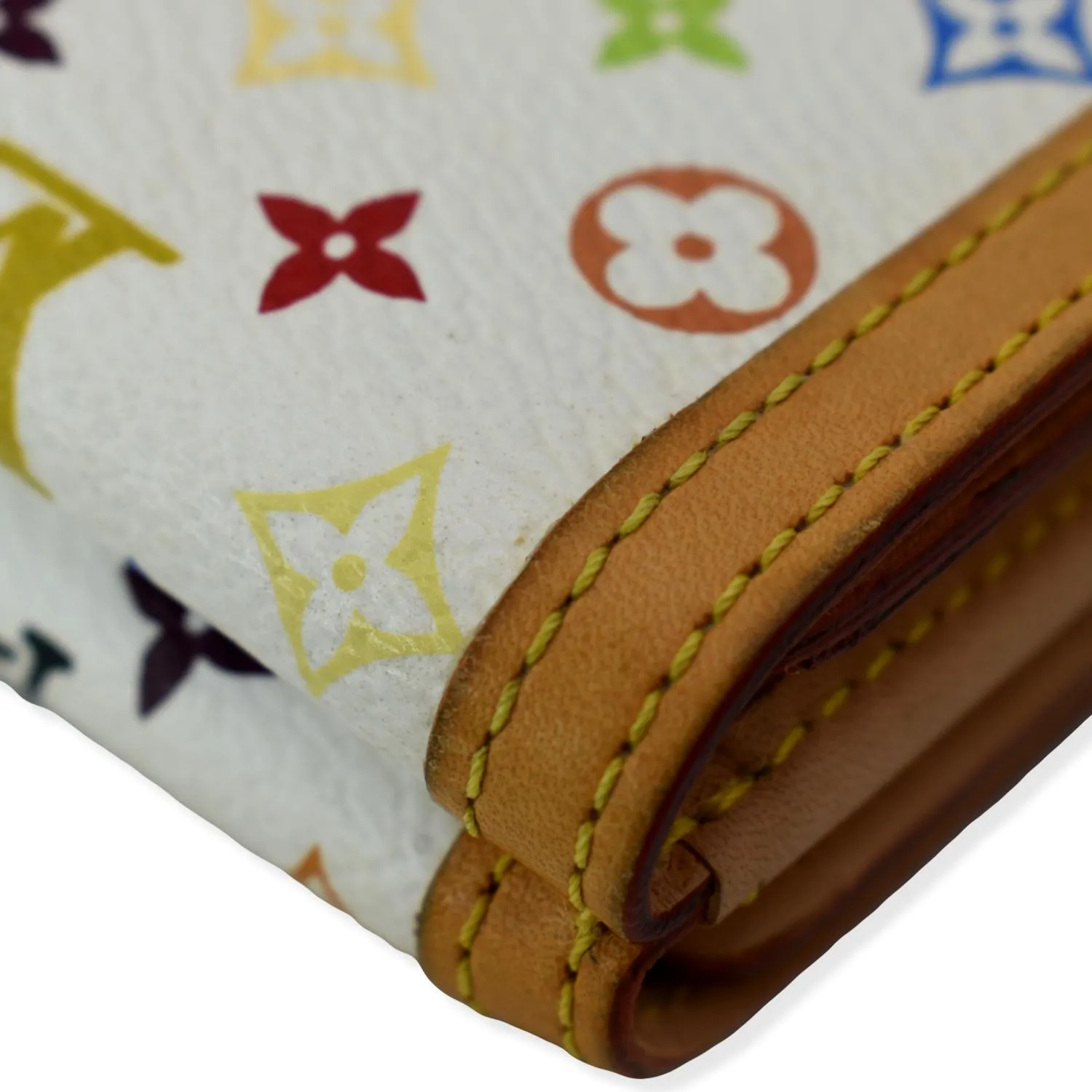 LOUIS VUITTON Monogram Multicolore Elise Wallet White