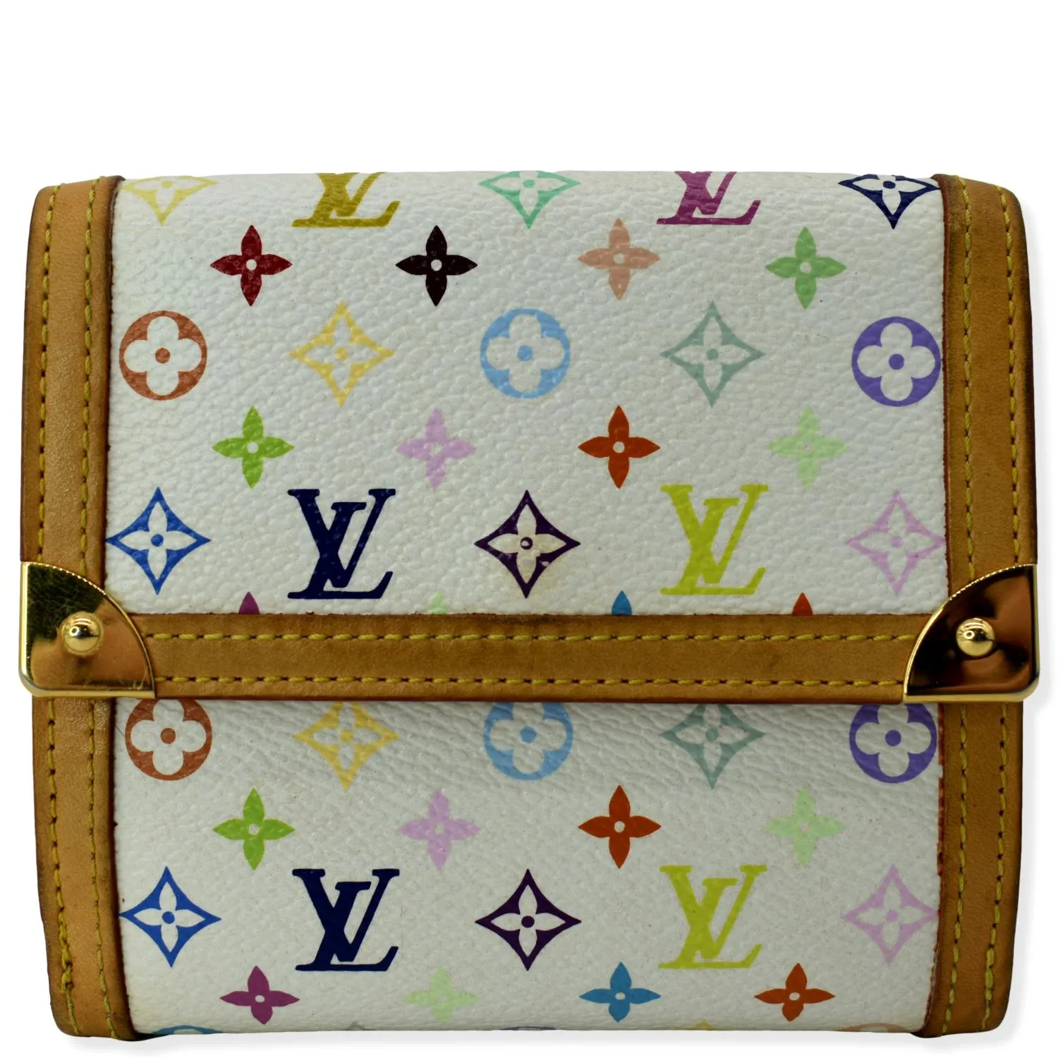 LOUIS VUITTON Monogram Multicolore Elise Wallet White