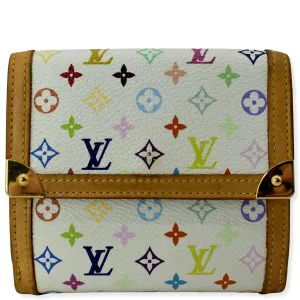 LOUIS VUITTON Monogram Multicolore Elise Wallet White