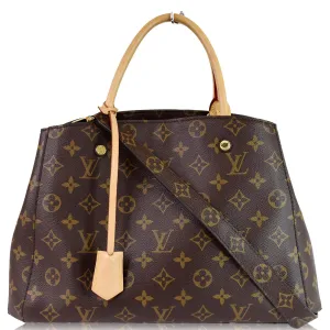 LOUIS VUITTON Montaigne MM Monogram Canvas Shoulder Bag Brown