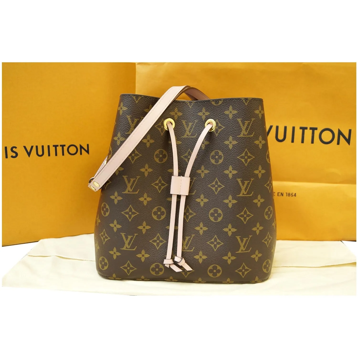 LOUIS VUITTON NeoNoe Monogram Canvas Shoulder Bag Rose Ballerine