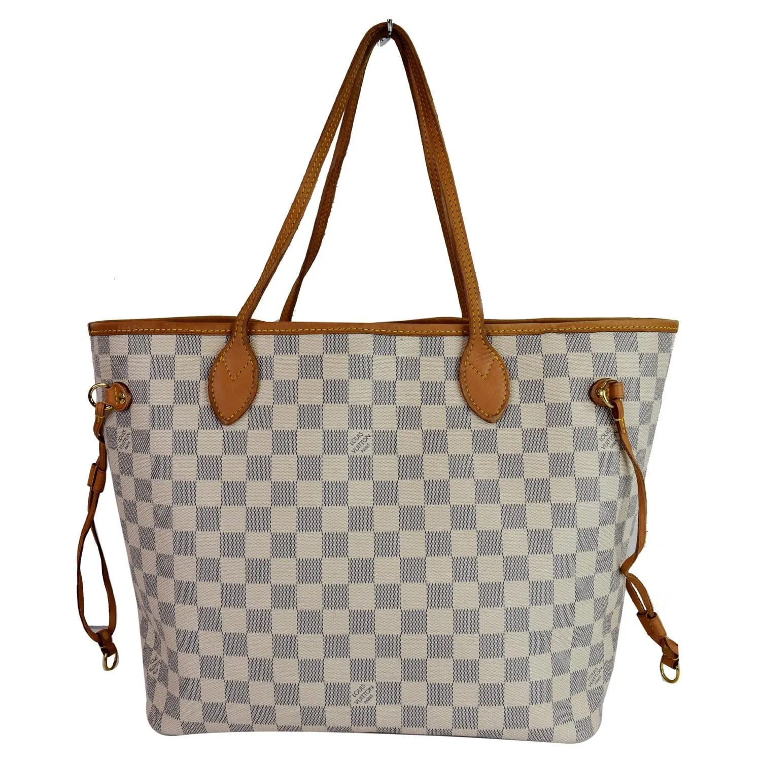 LOUIS VUITTON Neverfull MM Damier Azur Tote Shoulder Bag White